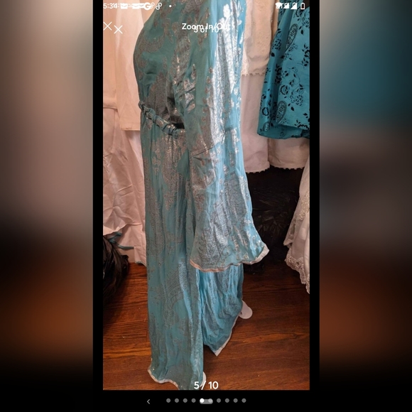Excellent condition Soft Surroundings Size large teal and silver Hippie Dress - Picture 8 of 13